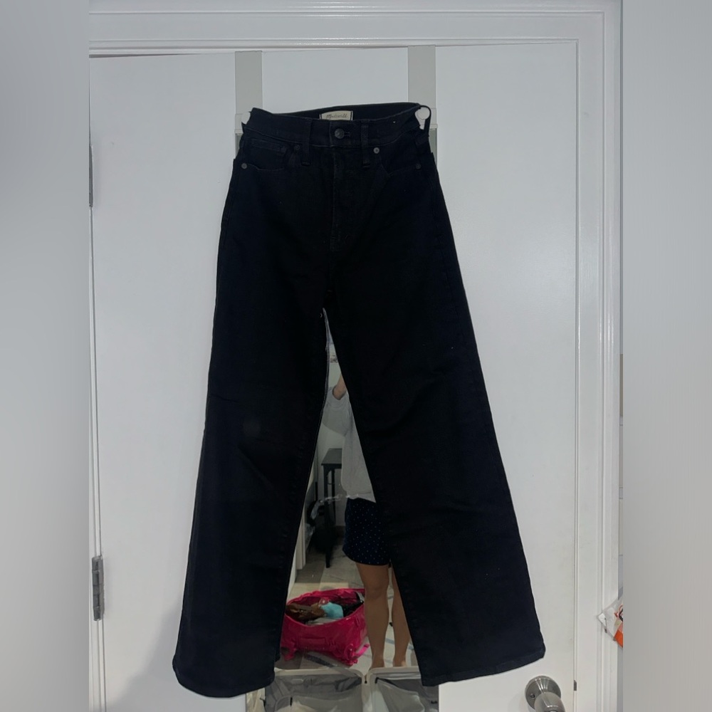 Madewell the perfect vintage wide leg jean in black rinse